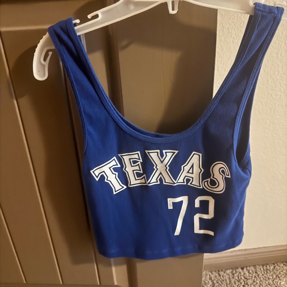 PINK Victoria's Secret Blue Sleeveless Crop Tank Top
